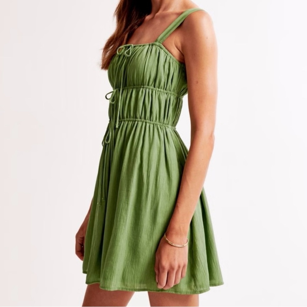 Abercrombie & Fitch Tie-Front Mini Dress Jade Green